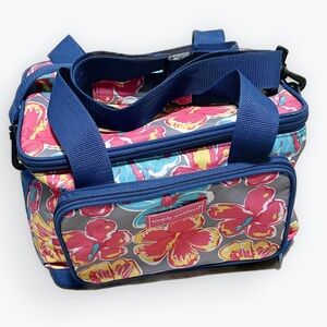 Simply Southern Hibiscus Print Cooler Bag Blue Straps Lunch Beach